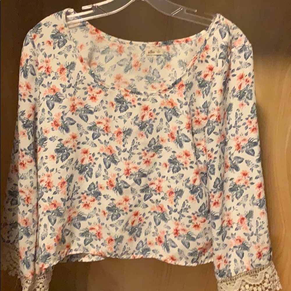 Floral bell sleeve top